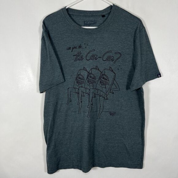 Original Penguin T Shirt Mens Size Large Blue Can You Do The Can-Can Graphic - Picture 1 of 10